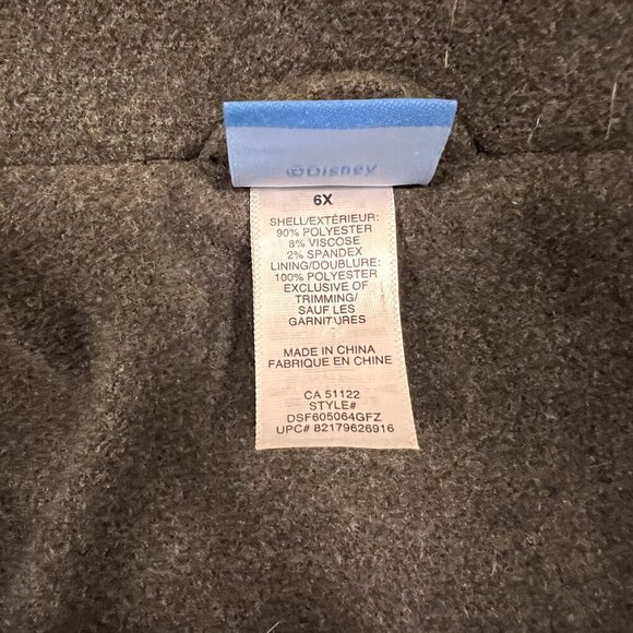 20% off $40+! Authentic Disney Frozen Girls Jacket 6X Grey LIKE NEW Pea Coat - Picture 11 of 13
